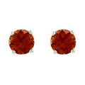 Sterling Silver Garnet Round Stud Earrings