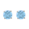 Sterling Silver Created Blue Topaz Round Stud Earrings