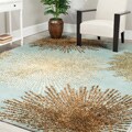 Handmade Soho Burst Blue New Zealand Wool Rug (3'6 x 5'6)