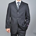 Carlo Lusso Men's Tonal Solid Black Three-button Suit