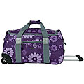 J World 'Tamarak' 22 Inch Purple Flowers Carry On Rolling Duffel