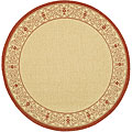 Indoor/ Outdoor Oceanview Natural/ Red Rug (5'3 Round)