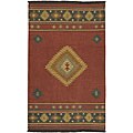 Hand-woven Orange Wool Santa Fe Rug (2'6 x 8')