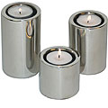 Stainless Steel Cylindrical Candleholders (Set of 3)