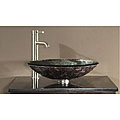Tempered Glass Metallic Silver Sink Vessel 