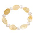 Citrine and Freshwater Pearl Stretch Bracelet (9 mm)