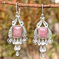 Sterling Silver Rose Quartz 'Pink Tulip' Earrings (Peru)