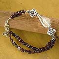 Sterling Silver Garnet and Quartz 'Fascination' Bracelet (India)