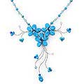 'Blue Floral Cascade' Flower Necklace (Thailand)