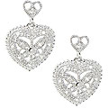 Sterling Silver 1/10ct TDW Diamond Heart Earrings