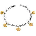 14k Two-tone Gold Puffed Heart Charm Rolo Bracelet