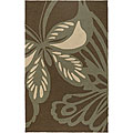 Hand-hooked Green Tropic Rug (9' x 12')