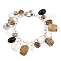 Sterling Silver Gemstone and Mother of Pearl Bracelet