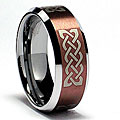 Men's Tungsten Brown-plated Carbide Laser-etched Celtic Band (8 mm)