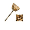 14k Yellow Gold Champagne Cubic Zirconia Earrings