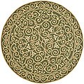 Hand-hooked Green Wool Iron Gate Rug (8' Round)