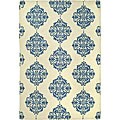 Hand-hooked Miff Ivory/ Blue Wool Rug (6' x 9')