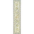 Hand-hooked Gardens Ivory/ Violet Wool Runner (2'6 x 10')