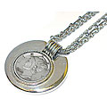 American Coin Treasures Silver Mercury Dime Silvertone Bezel Necklace
