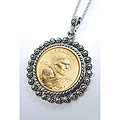 American Coin Treasures Sacagawea Dollar Silvertone Necklace