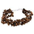 Stonique Creations Sterling Silver 3-strand Tiger's Eye Chip Bracelet