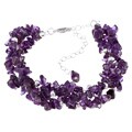 Stonique Creations Sterling Silver 3-strand Amethyst Chip Bracelet