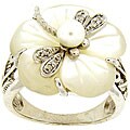 Meredith Leigh Silver Mother of Pearl and Pearl Ring (4.5 mm)