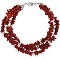 Stonique Creations Sterling Silver Three-strand Coral Chip Bracelet