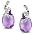 10k Gold Amethyst and Diamond Accent Spiral Earrings