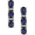 10k Gold Created Sapphire and Diamond Accent Earrings