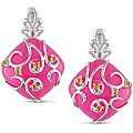 Sterling Silver Pink Jade and Citrine Earrings
