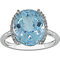 10k White Gold Sky Blue Topaz and Diamond Accent Ring