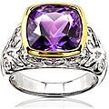 Sterling Silver Cushion-cut Purple Amethyst Ring