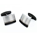 Stainless Steel Men's Black Stripe Cuff Links