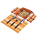 Free relevant data on Shrink Wrap Set of 4 Orange Stripe Kitchen Linens Gift Basket (India)