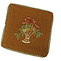 Set of 4 Tan Flower Basket Coasters (India)