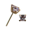 14k Yellow Gold Lavender Cubic Zirconia Square Stud Earrings