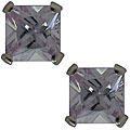 14k White Gold Lavender Cubic Zirconia Stud Square Earrings