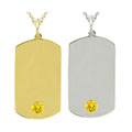 10k Gold November Birthstone Citrine Dog Tag Necklace