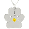 10k Gold November Birthstone Citrine Paw Print Necklace