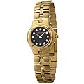 Bulova Women's Goldplated Steel Black Dial Diamond Watch