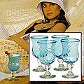Set of 4 'Caribbean Sea' Cocktail Glasses (Mexico)