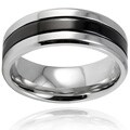 Stainless Steel Black-plated Grooved Ring