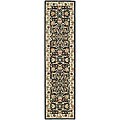 Hand-hooked Ivory/ Black Rug (3' x 12')