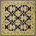 Handmade Heritage Traditions Black/ Ivory Wool Rug (8' Square)