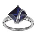 10k White Gold Created Sapphire Ring