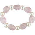 Pearl and Rose Quartz Bead Elastic Bracelet