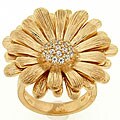 Meredith Leigh Goldtone Sterling Silver Cubic Zirconia Sunflower Ring