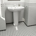 SomerTile 12.5x12.5-in Spiral 1x2-in White/Black Porcelain Mosaic Tile (Pack of 10)