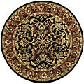 Handmade Heritage Heirloom Black/ Red Wool Rug (8' Round)